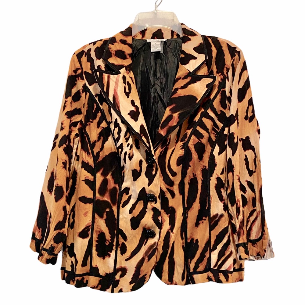 Vintage Alberto Makalo Animal Print Leopard Blazer Sz L